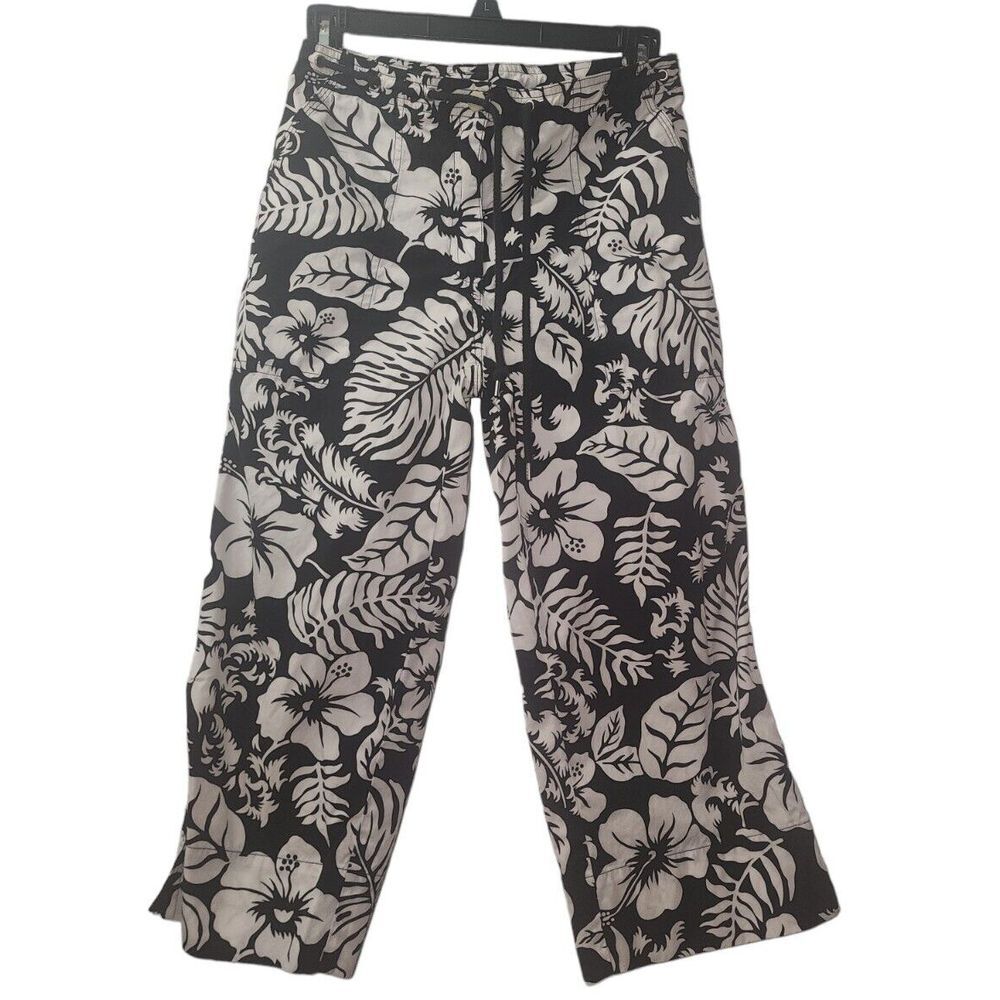 Lauren Ralph Lauren Petite 2P 100% Cotton Black &White Floral Capri Pants